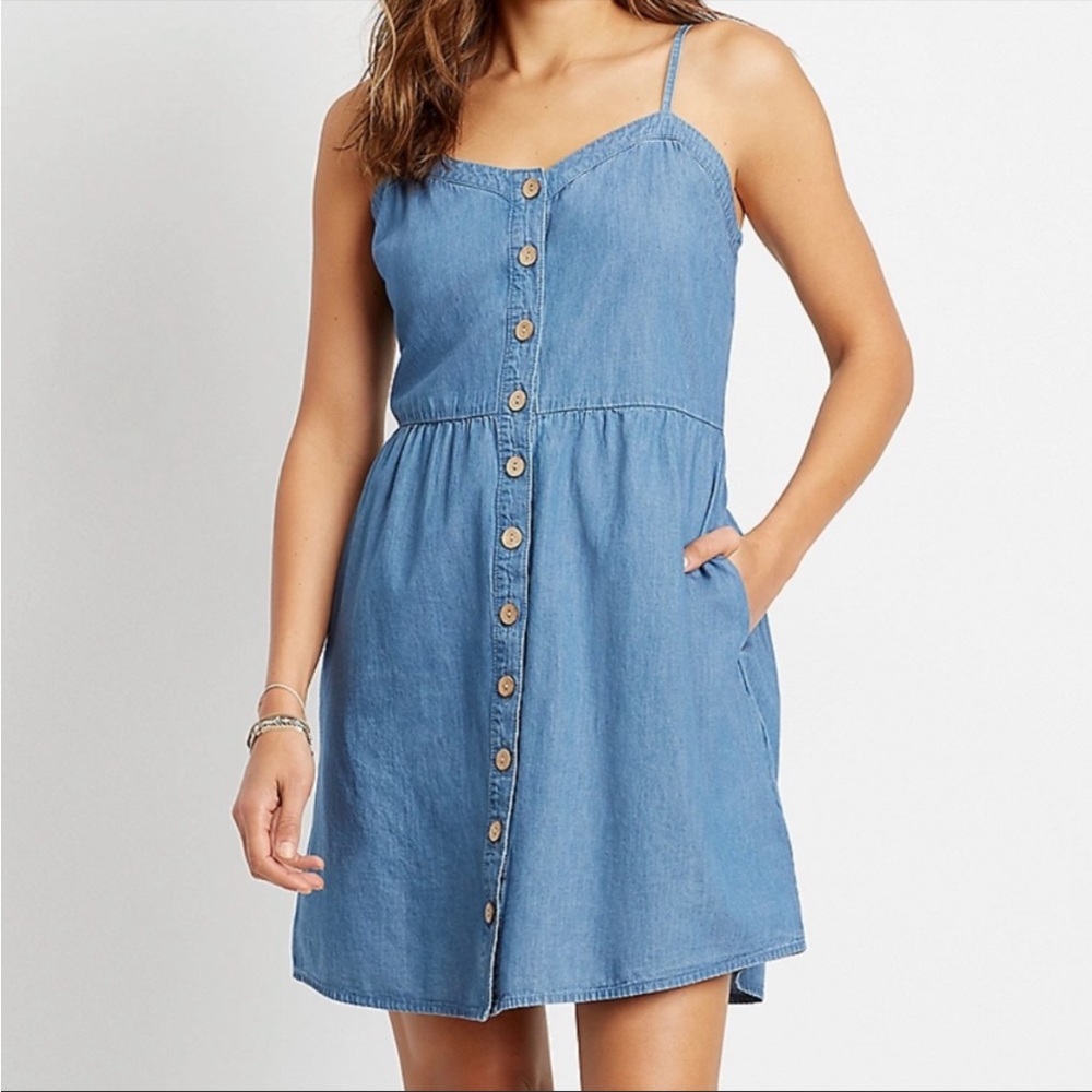 Maurices Chambray Button Front Mini
Pocket Dress